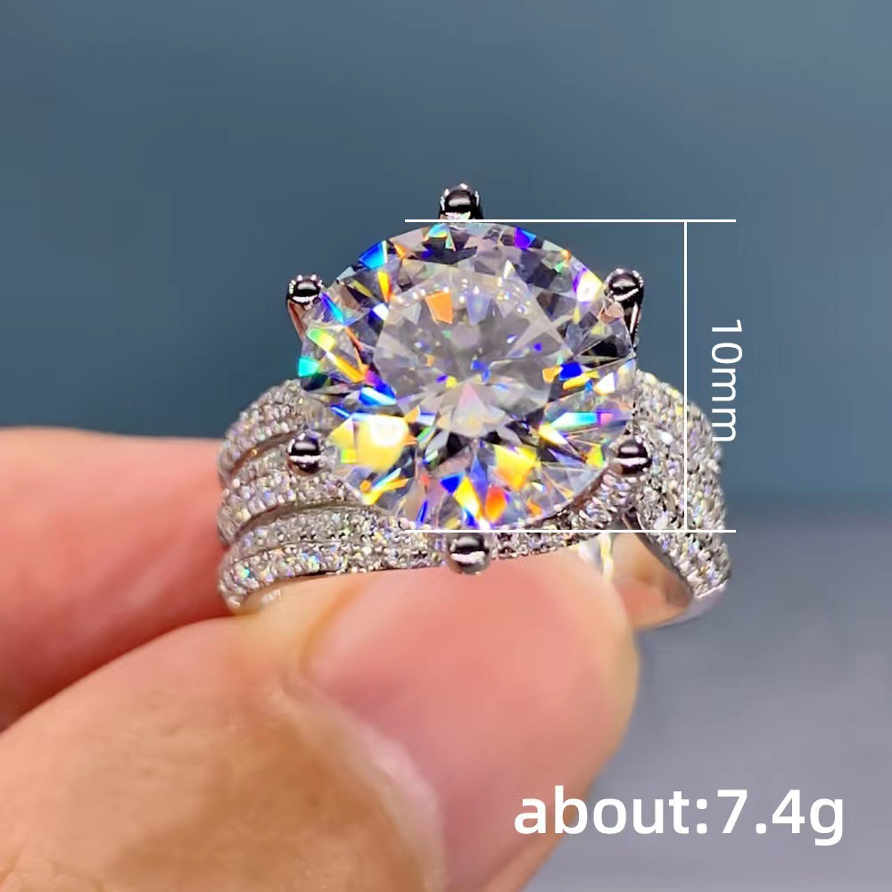 moissanite ring for women luxury jewelry ring women hot selling couple rings diamond ring designer jewelry ring Blue-green Moissanite Full Diamond Ope - view 9