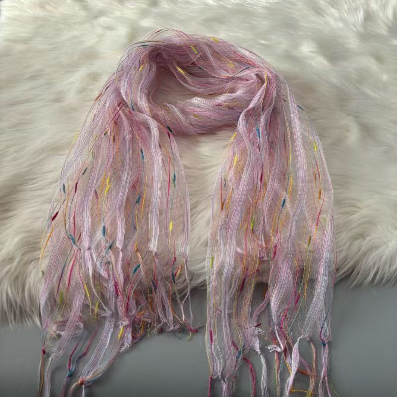 T552 silk long scarf thin gauze scarf tassel decorative scarf for women