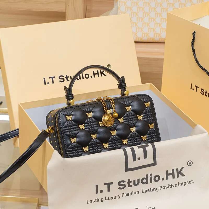 Women's 2024 New Brand Handbag Leather Bucket Bag, High-End Designer Single Shoulder Crossbody Portable Square Bag