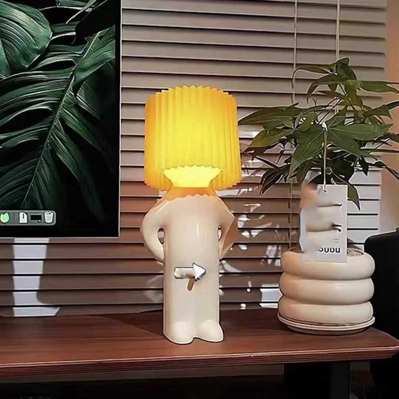 A02M-Book Lights Small Table Night Light Shy Man Lamp For Children Room Bedside Desk Decoration Gift Home Little Boy US PlugM251125