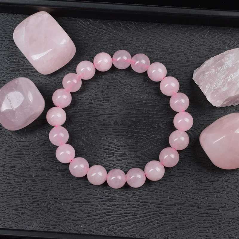 Natural Pink Crystal Bead Bracelet Real Rose Quartzs Natural Stone 6mm 8mm Round Beads Bracelet Women Men Energy Healing Jewelry J251125