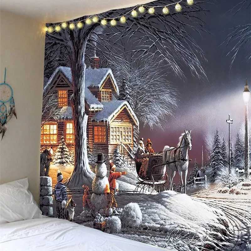 Santa Claus Tree Snowman Decoration Tapestry Hanging Tarot Cards Hippie Wallcloth Dormitory Home Decoration Christmas DecorationM251125