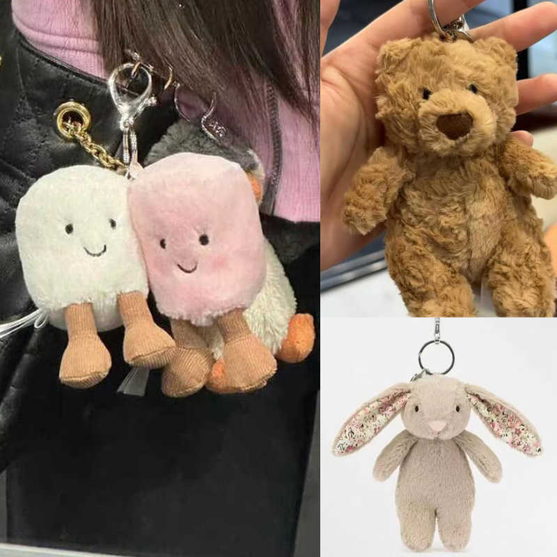 Interesting Jelly Cotton Candy Keychain Cotton Candy Two tons Cute Soft Two tons Keychain Bag Pendant Accessories Doll Pendant Gift Y250425