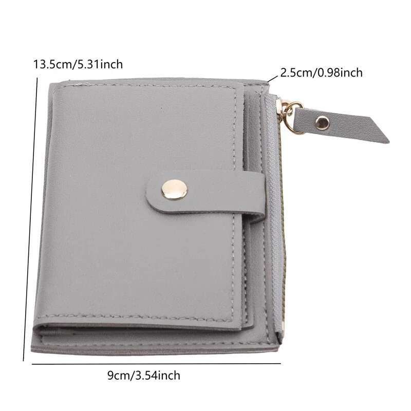 Women's PU Leather Mini Hasp Solid Slim Wallet With Multi-Card Holder Coin Pocket Short Purse Zipper Closure