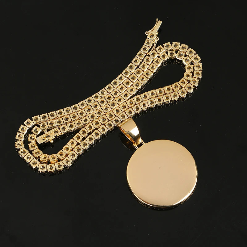 Custom Po Pendant Necklace Personality Mens Hip Hop Jewelry With 4mm Tennis Chain Cubic Zircon Gold Silver 585 Rose Gold 250425