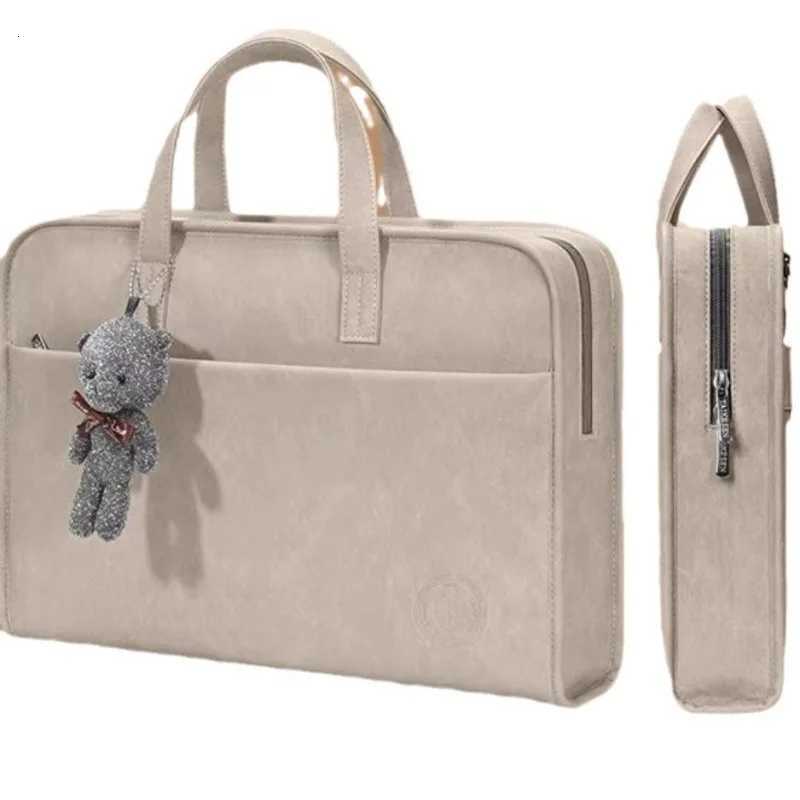 14/16 Inch Laptop Bag With Anti Drop Shock-Absorbing Design Simple Thick One Shoulder Design Comes With A Teddy Bear PendantT251125