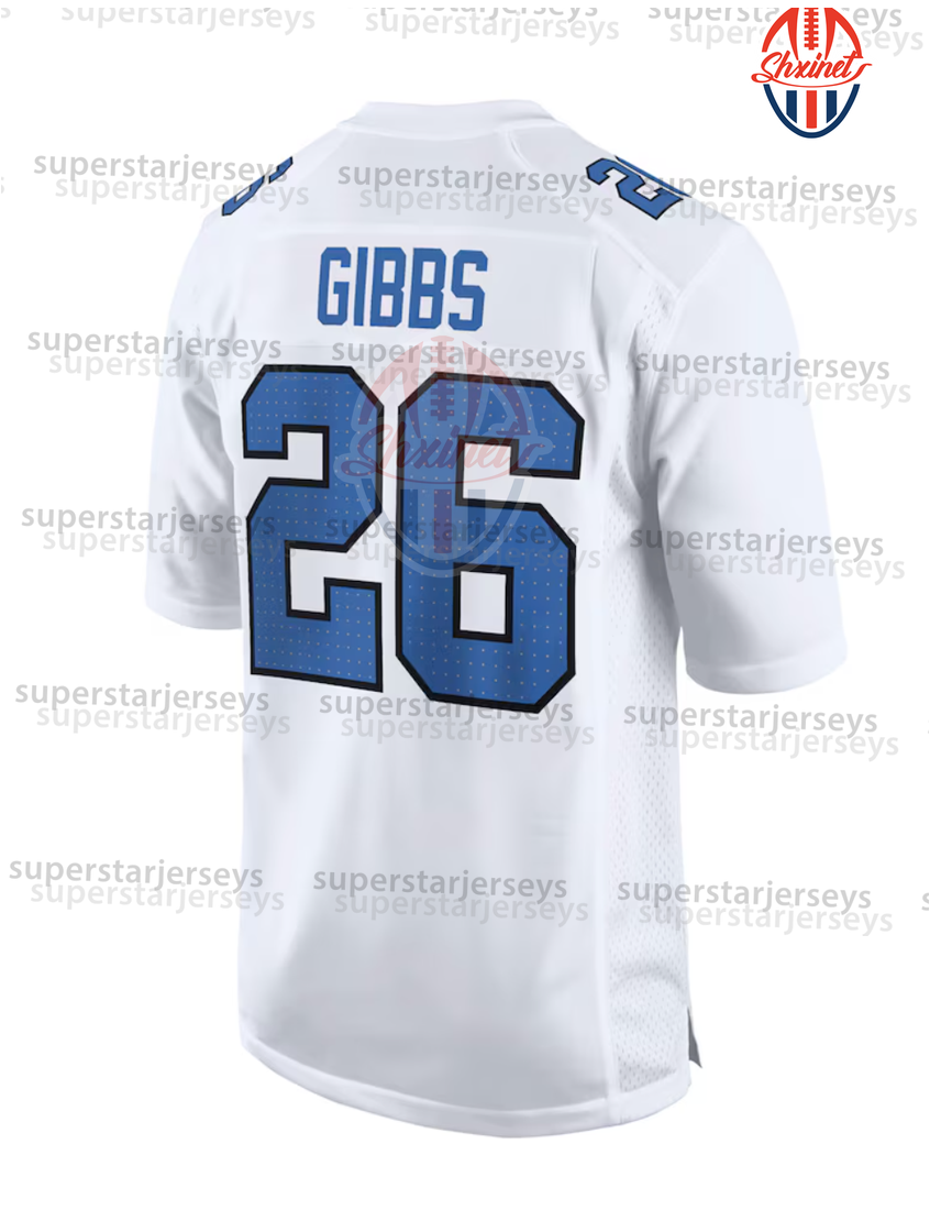 custom 0 Gibbs 2025 Salute Football Jersey 14 Amon-Ra St. Brown Jahmyr Jack Campbell Barry Sanders Jared Goff Jeff Okudah Johnson
