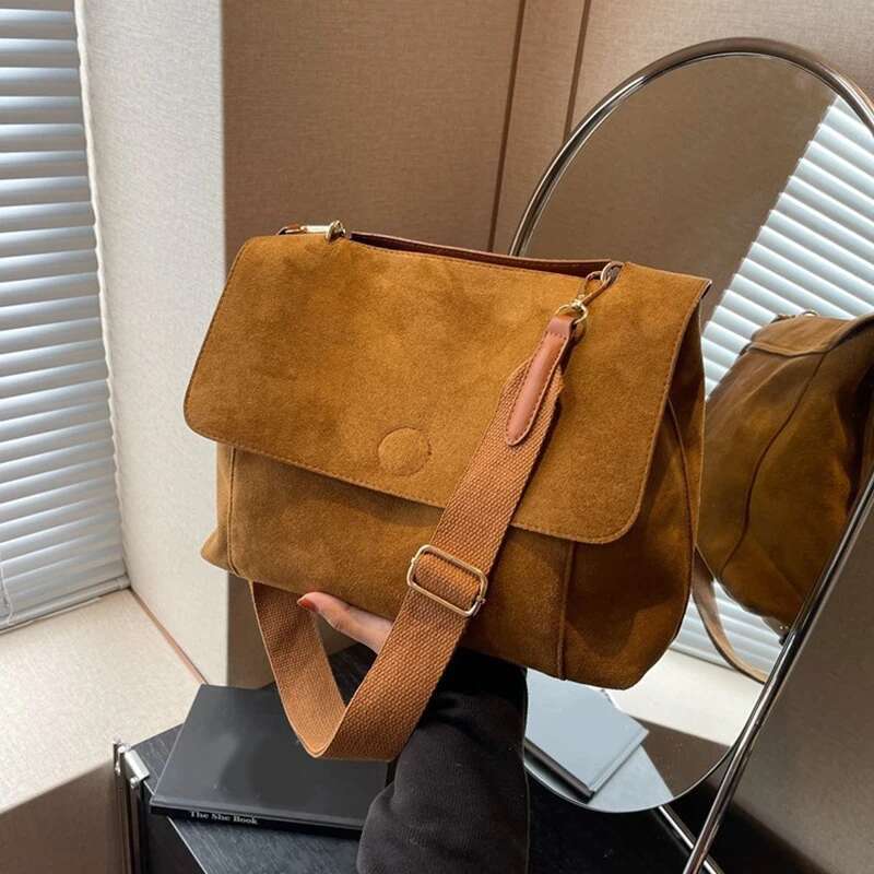 Luxury Designer PU Leather Flap Shoulder Bags For Vintage Wide Strap Crossbody Large Capacity Women Designer Handbags Tote Bag