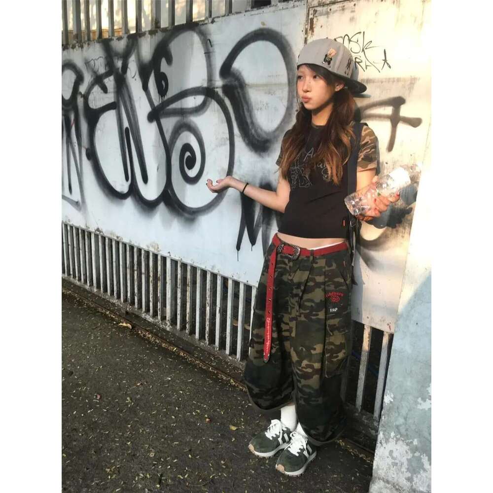 Punk Street Casual Summer Women Camouflage Haruku Vintage High Waist Loose Y2k Wide Leg Baggy 2024 Denim Shorts
