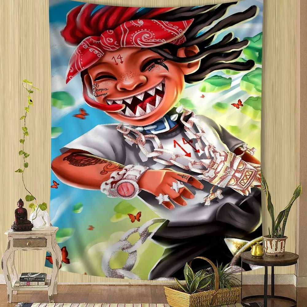 Rapper T-Trippie R-Redds Cartoon Tapestry Bohemian Wall Tapestries Mandala Wall Hanging SheetsM251125