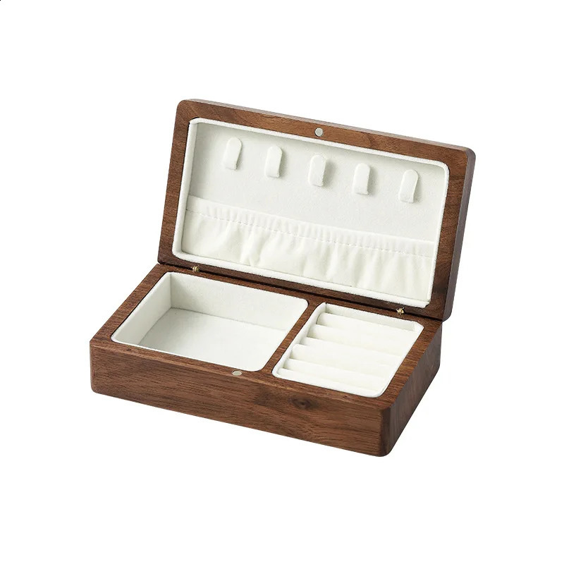 Black Walnut Solid Wood Jewelry Box Ring Jewelry Diamond Ring Necklace Box Elegant Desktop Storage Solution Jewelry Packaging 250424