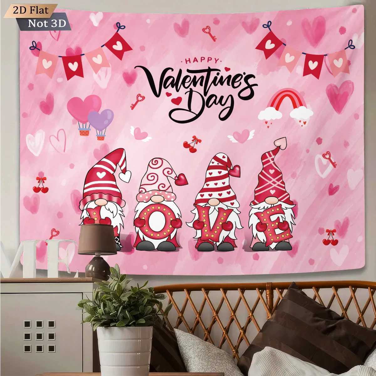 1pc Valentines Day Christmas goblin print tapestry Living room wall decoration Background cloth Machine washable space pendantM251125