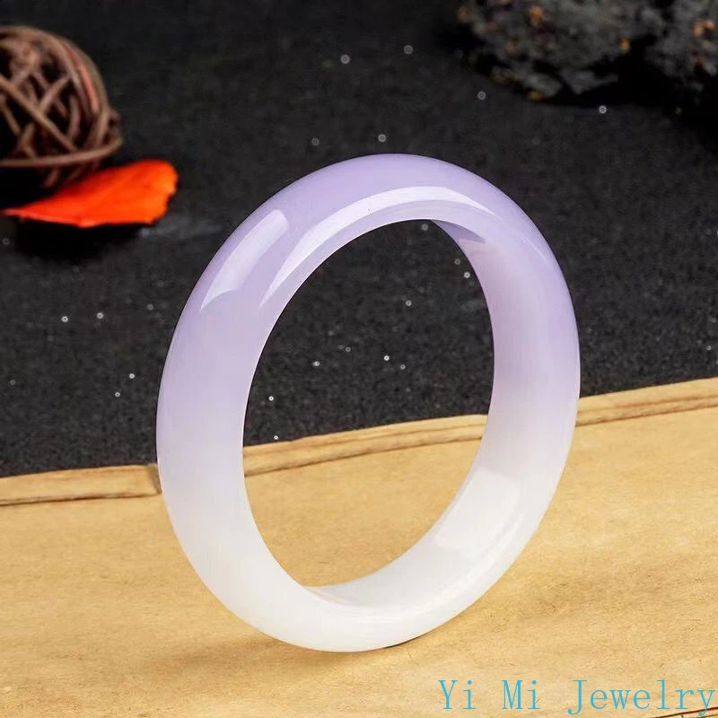 High Ice High Seed Water Violet Bracelet Half Purple Half White Jade Bracelet Female Violet Jade Bracelet Ladies Beauty Jewelry 250424
