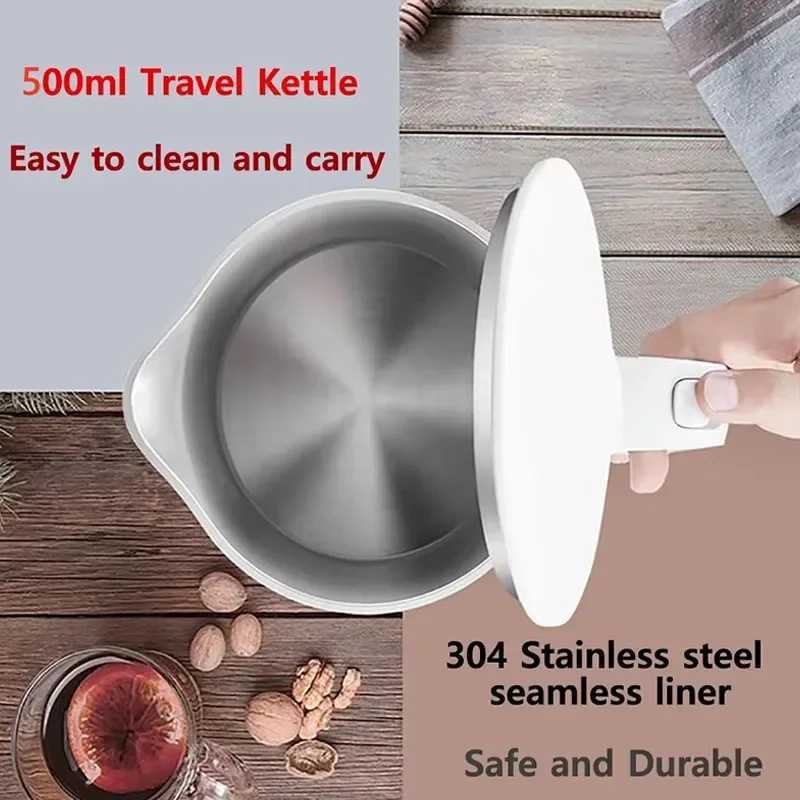 Electric Kettle 500ML Stainless Steel Portable Water Boiler Pot for Hotel Family Trip Kitchen Smart Kettle Pot Travel Tea Coffee C251125