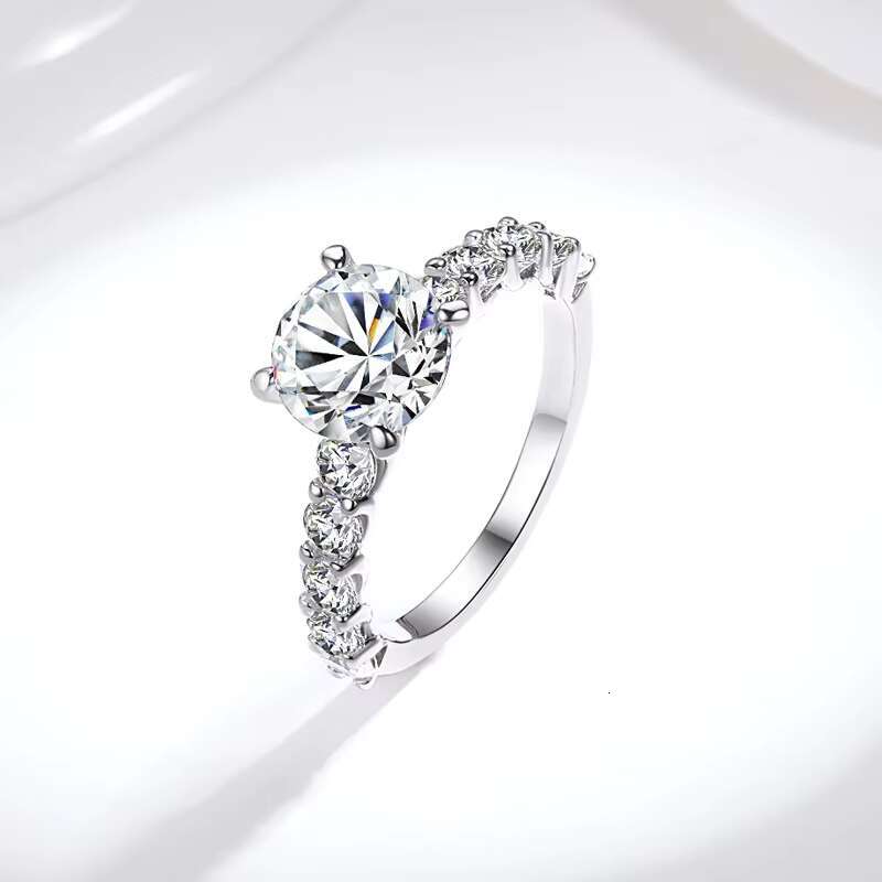 Sterling 925 Silver Moissanite 2Carat Moissanite Ring Four Prong Diamond Jewelry Forever Love Wedding Ring for Women