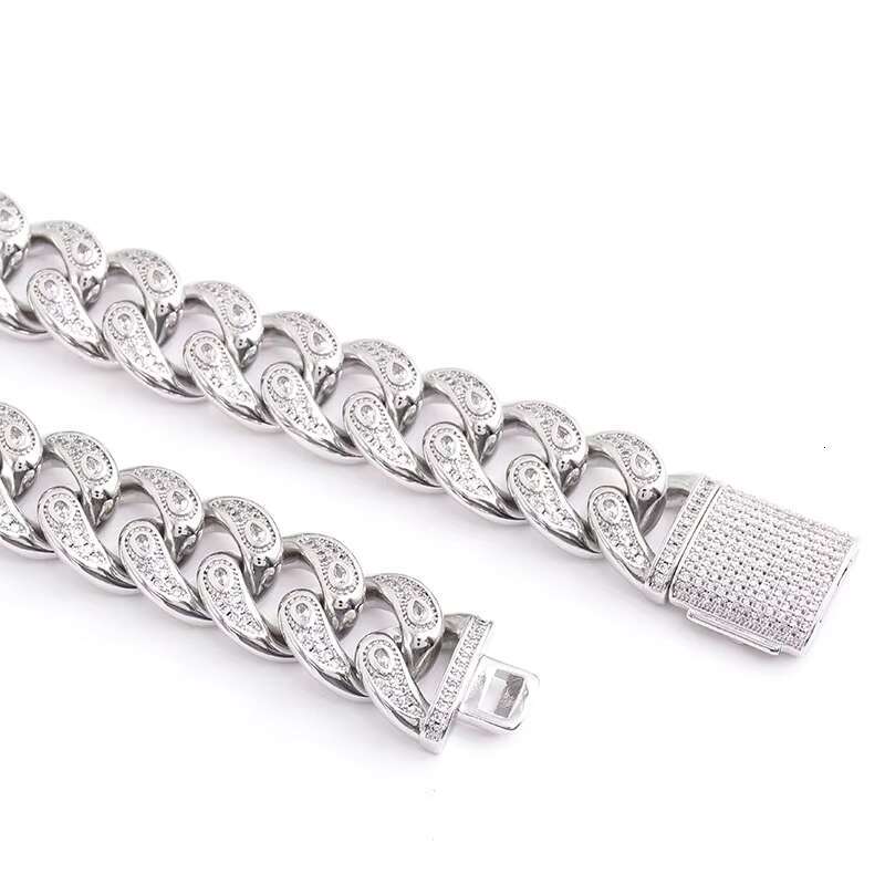 Fine Jewelry Custom 14k Gold Cuban Chain Pure Wide 10mm 925 Silver Jewelry Sterling Ice Cuban Link Chain Moissanite Chain