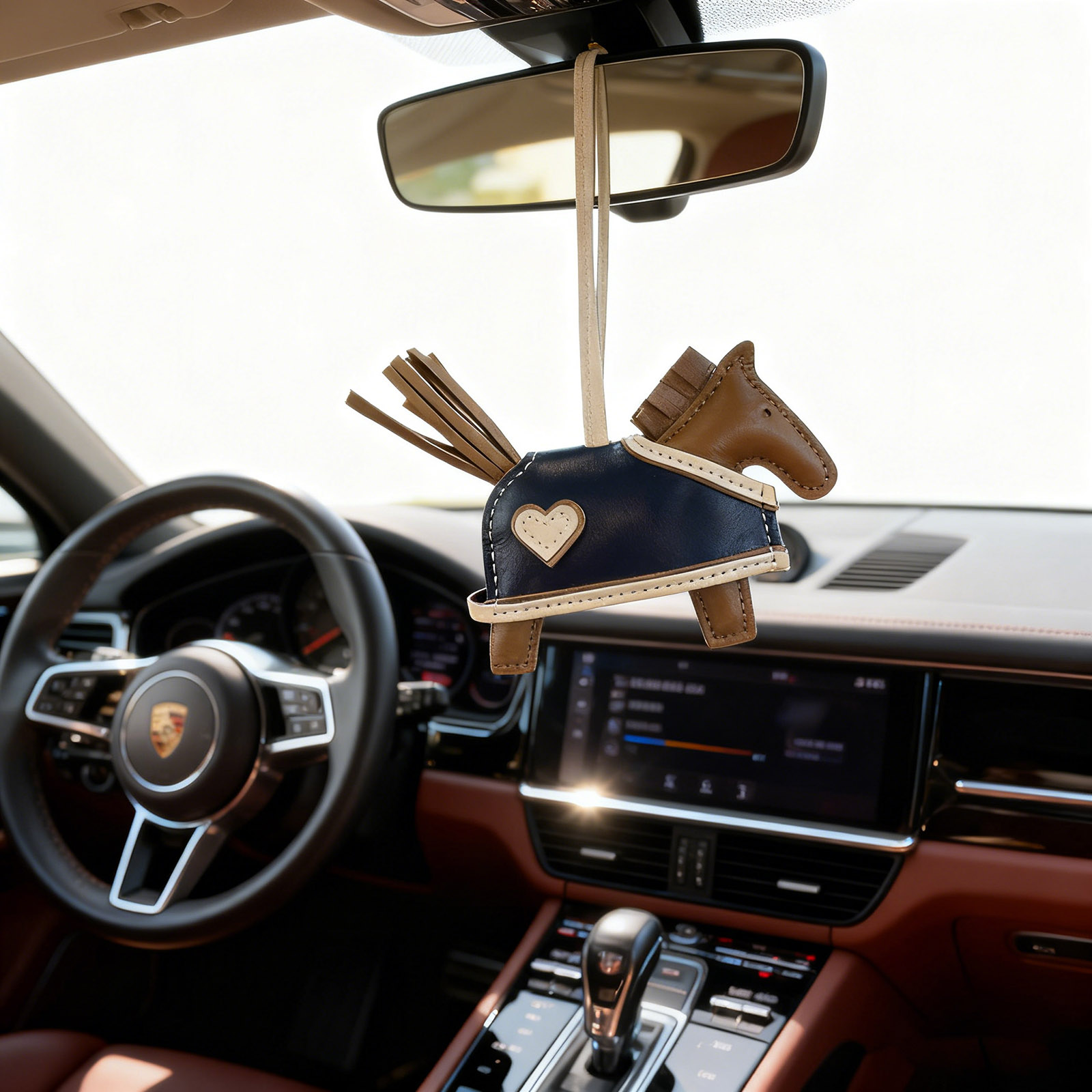 Genuine Lambskin Horse Bag Charm Handmade Leather Bag Accessory Keychain rodeo