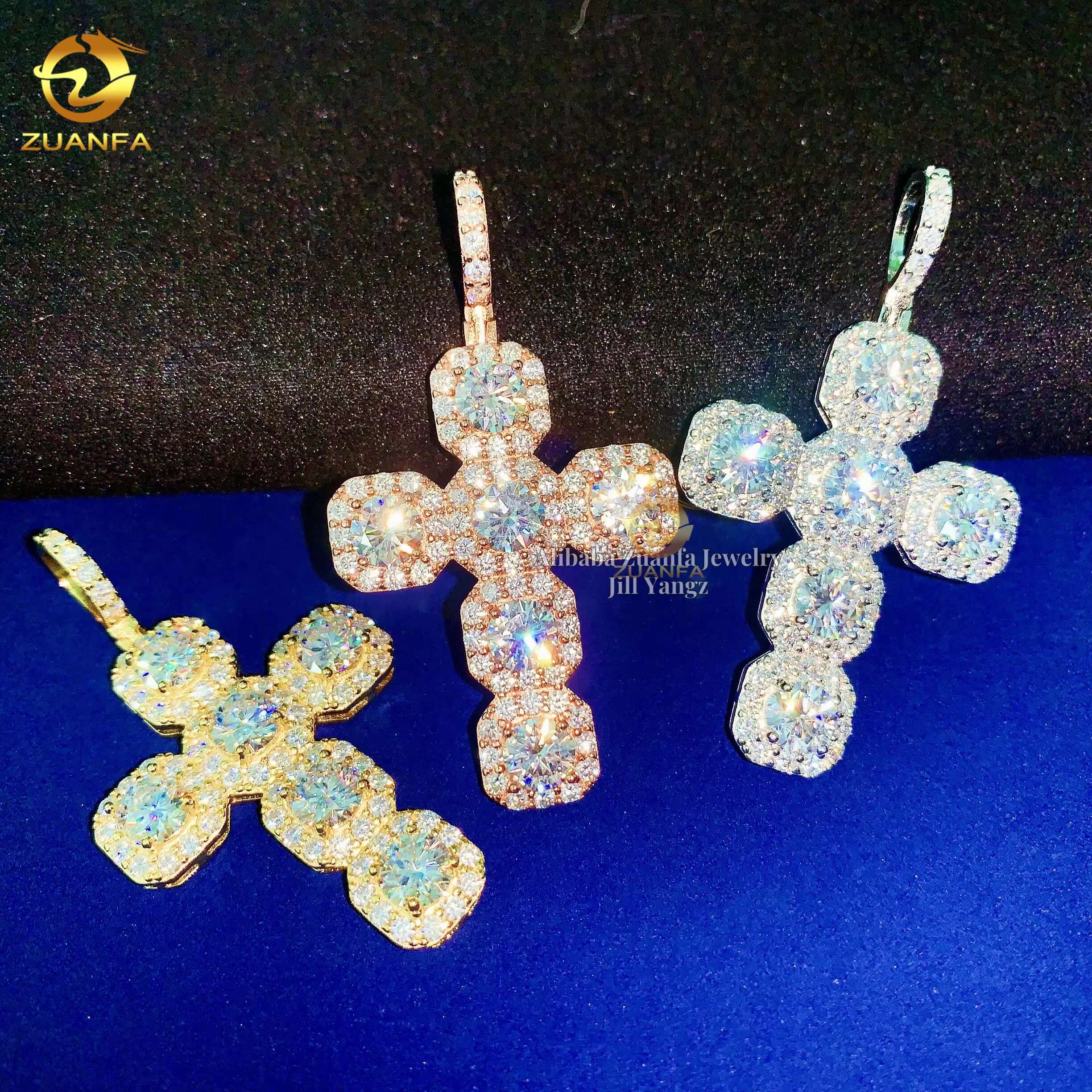 Cross Pendant Collection Baguette Moissanite Pendants GRA Certificate Iced Out Jewelry Custom Moissanite Pendant