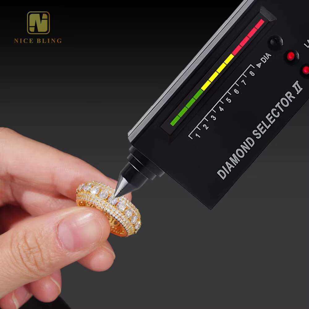 Luxury Rapper Jewelry Gold Plated Solid Inside 925 Sterling Silver Hip Hop Fully Iced Out Moissanite Band Ring