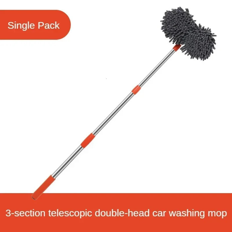 car washer mop foam Chenille brush double head roof window cleaning and maintenance three section telescopic 250425