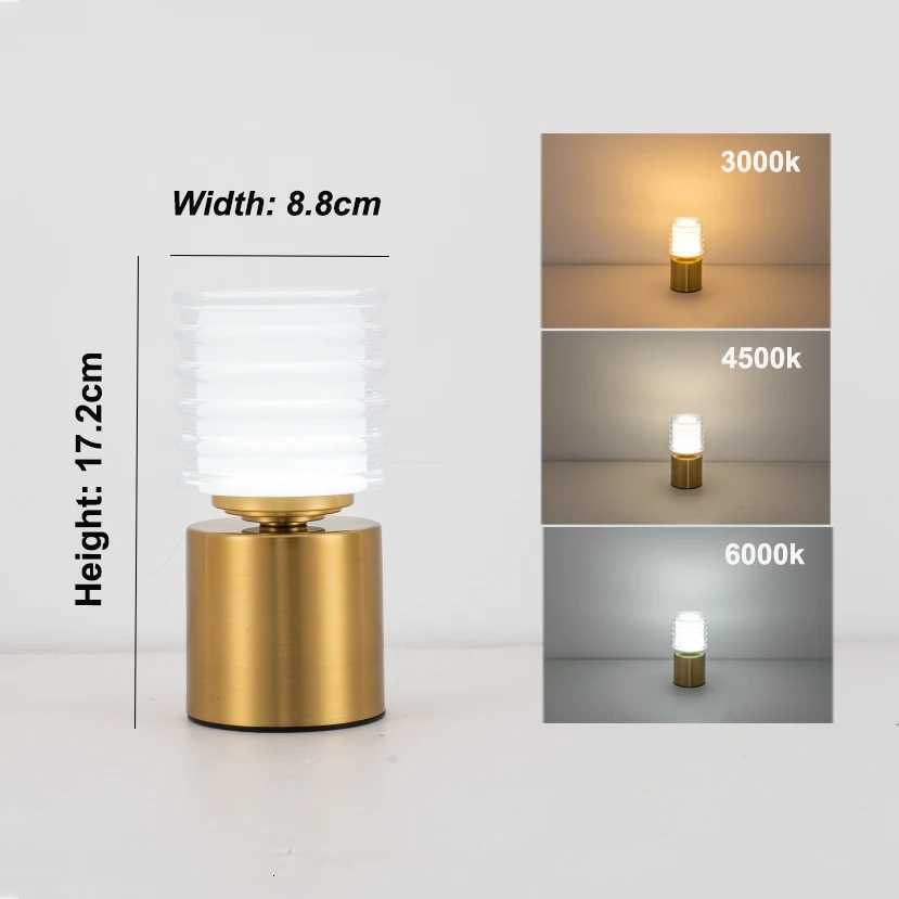 GGbingo Metal LED Table Lamp Rechargable Night Light Portable USB Charging Touch Bedside Table Lamp Living Room Decoration LampM251125
