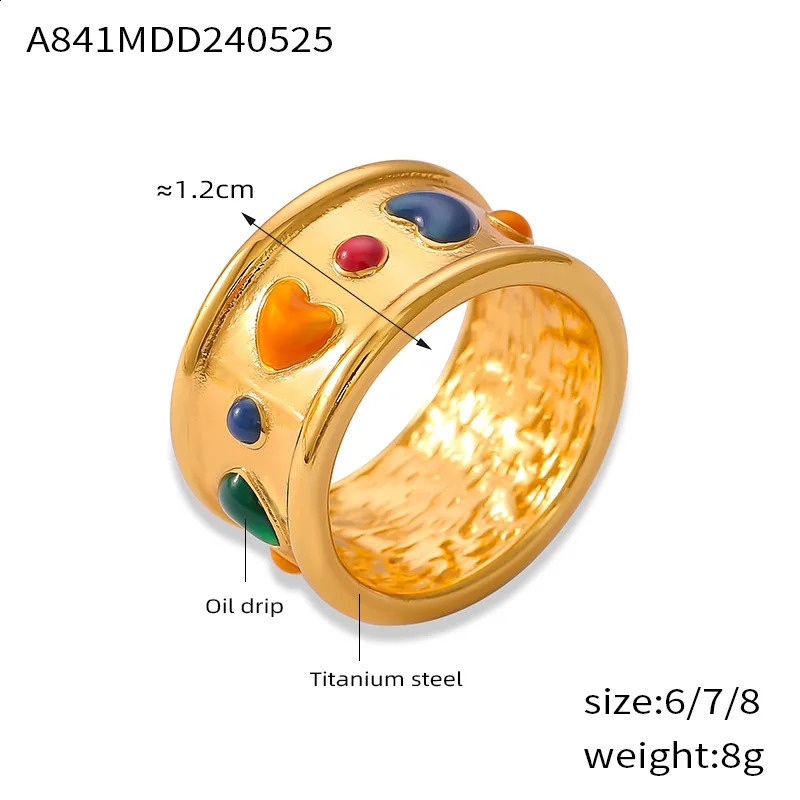 Colorful Heart Stainless Steel Rings For Women Trend Enamel Womens Ring Jewelry Woman Wedding Gift 250425