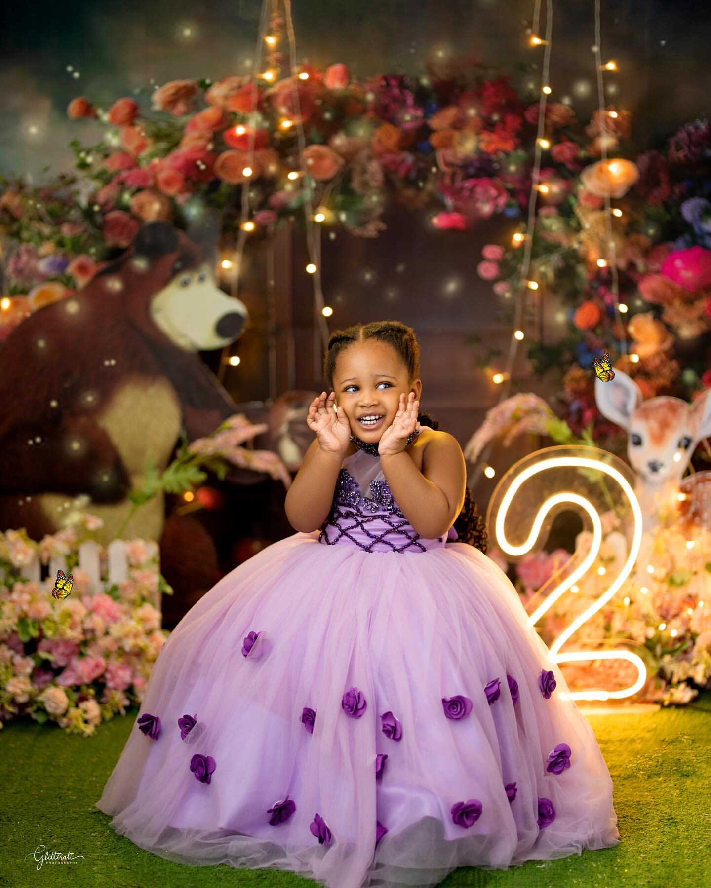 2026 Lilac Ball Gown Flower Girl Dresses Flowers Beaded Appliques Tulle Halter Little Girl Christmas Peageant Birthday Christening Tutu Dress Gowns ZJ