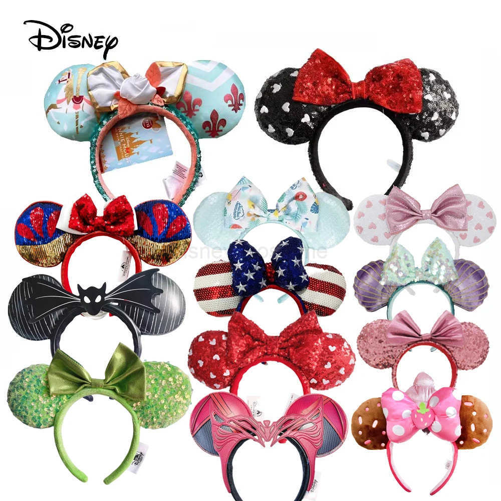 Disney Mermaid Princess Mickey Mouse Ear Headband Big Glitter Bow Ears COSTUME Headband Role Playing Plush Adult/Child Headband Gift X250425