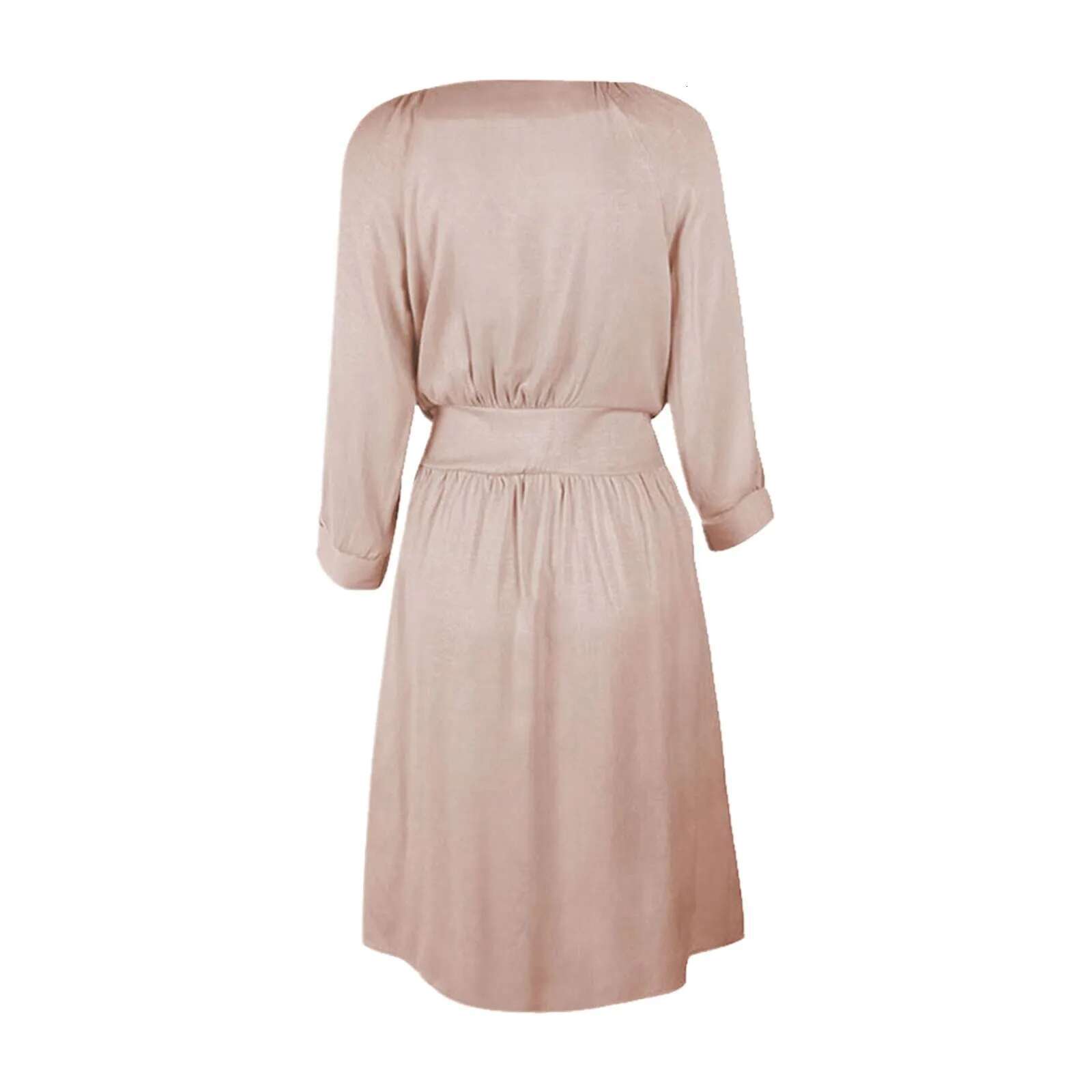 Dongdumaoyi Spring Summer New Dresses Women S Clothing Solid Color Fashion Sexy V Neck Long Single Breasted Dress Vestidos