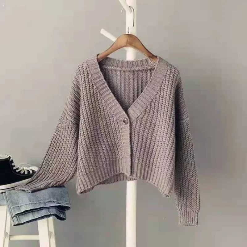 V-neck Women Cardigan Sweater Fashion Casual Loose Knitwear Long Sleeve Coats Autumn Elegant Winter Warm Solid Color Knitted TopT251125
