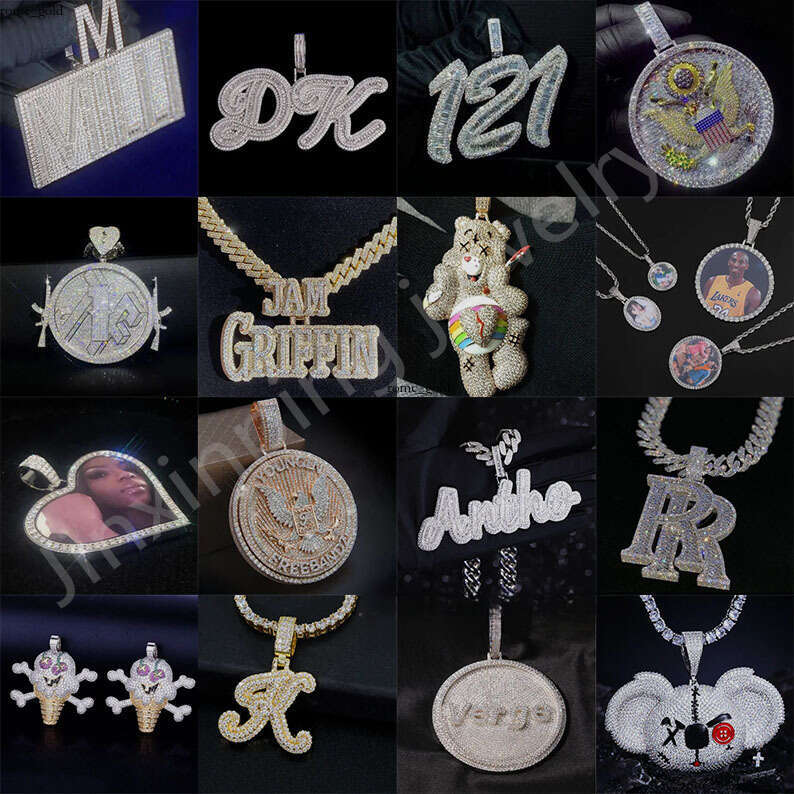 Custom Hip-Hop Jewelry VVS Moissanite Moissanite Name Logo Iced Out Pendant