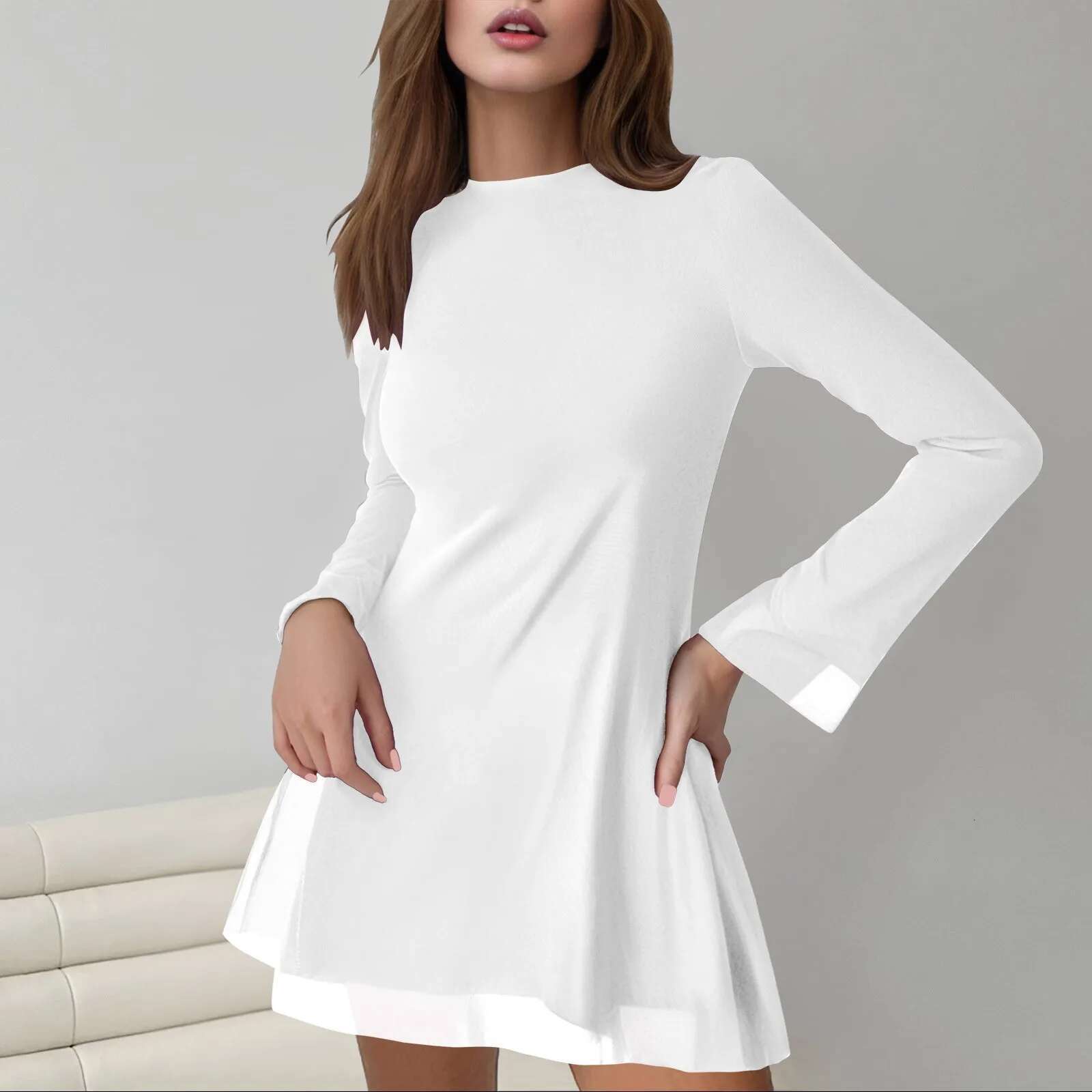 Dongdumaoyi Mesh Backless Fashion Dress For Women Sexy Long Sleeve Lace Up Slim Patchwork Bandage S Solid Dresses For Summer
