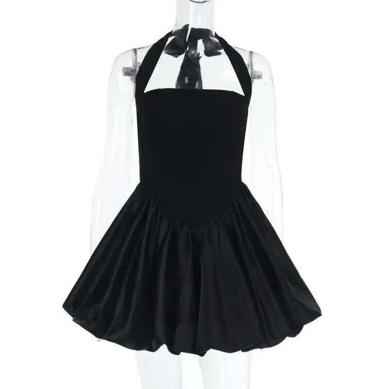 Dongdumaoyi Townlike Waist Wrap A Line Ball Gown Dress Women Halter Mini Spring Summer Nightclub Sexy Party Dresses