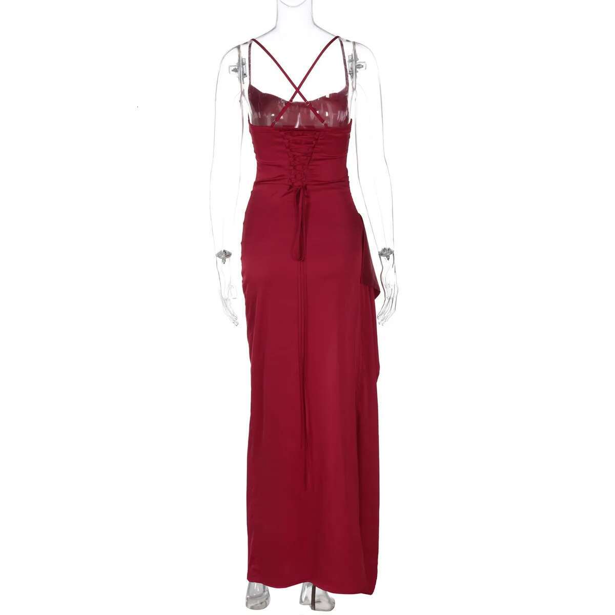Dongdumaoyi Townlike Ruffles Elegant Maxi Long Dress Women Spaghetti Strap Summer Backless Split Nightclub Sexy Party Dresses
