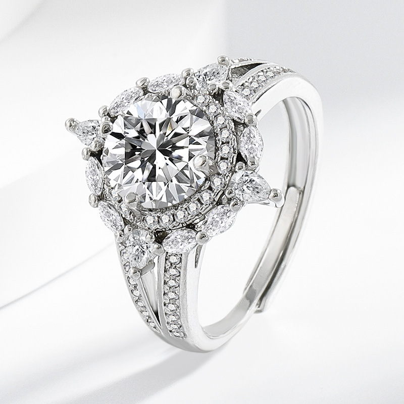 moissanite ring for women luxury jewelry ring women hot selling couple rings diamond ring designer jewelry ring Blue-green Moissanite Full Diamond Ope - view 7
