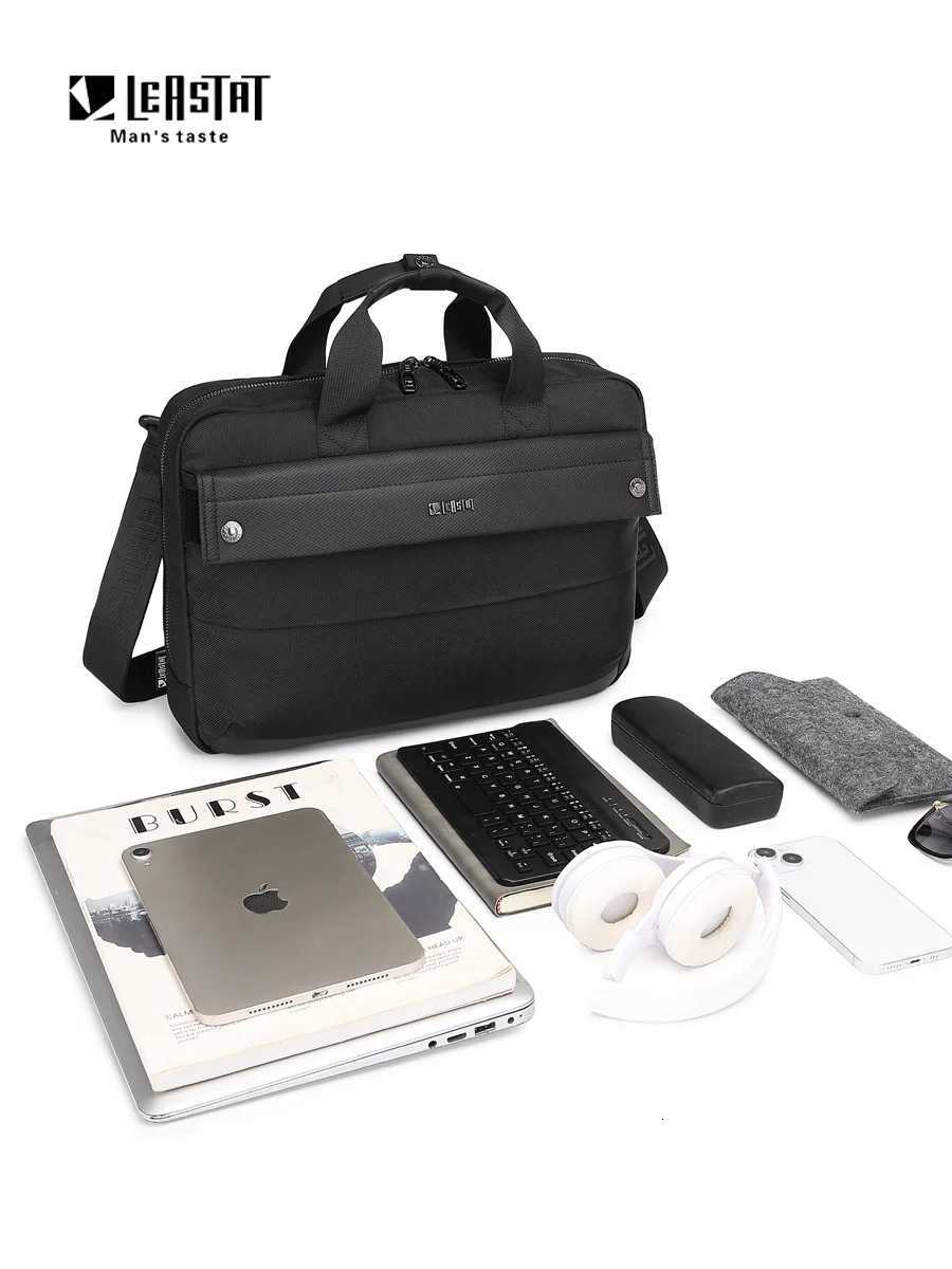 Leastat Briefcase for mens business trip large capacity crossbody bag cross-border business office shoulder bagT251125