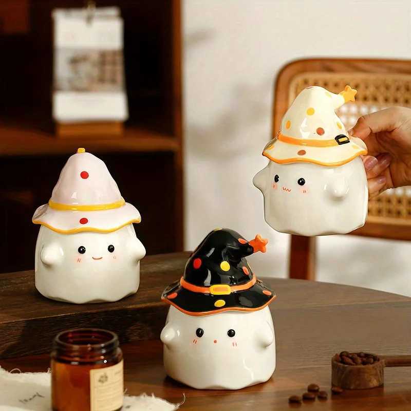Halloween Ceramic Coffee Mug with Cute Quirky Ghost Witch Hat Design Perfect Gift for Graduation Girlfriend Unique Souvenir Cup Y251125