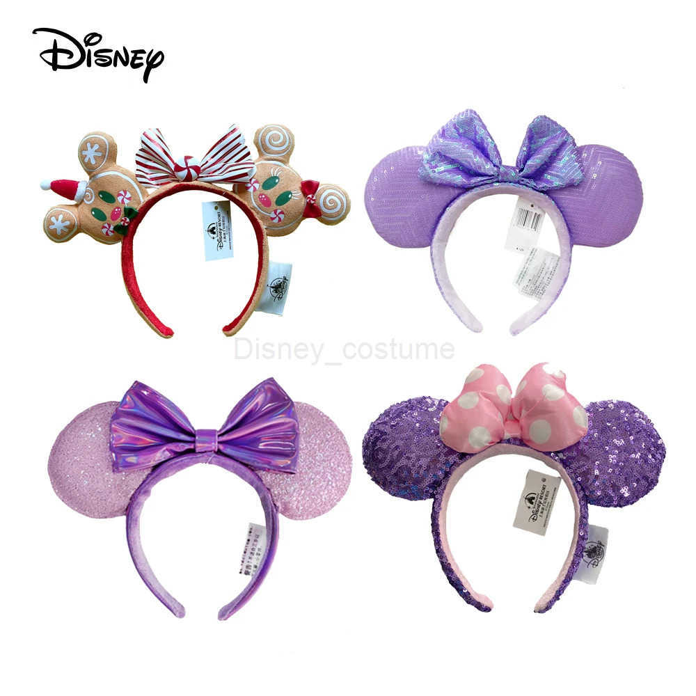 Disney New Disney Minnie Gingerbread Headband 3D Mickey Mouse Ears Christmas Hat Hair Ring Hair Party Headband Girl Toy Gift X250425