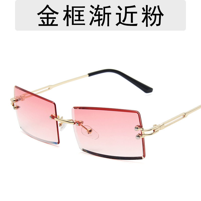 Cross-Border Fashionable Eyewear for Ladies: Unframed Gradient Square Shades