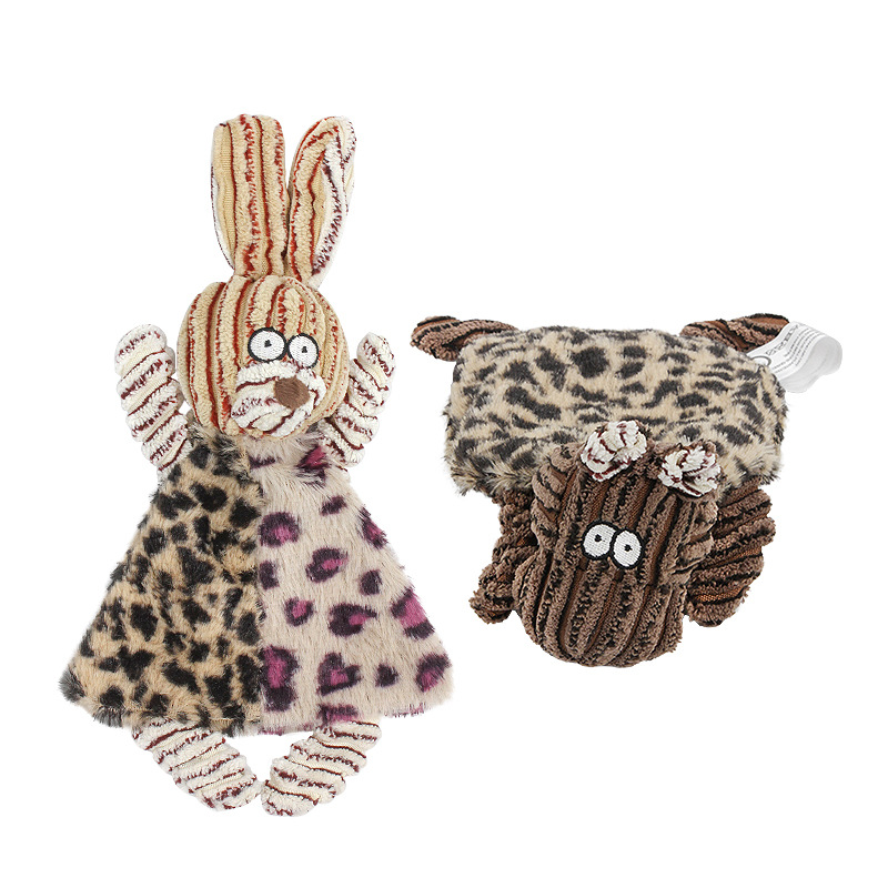Dog Squeak Toys 2 Pack Leopard Print No Stuffing Plush Dogs Chew Toy for Small Medium Large Breed Dogs Durable Puppy Teething Interactive to Keep Them