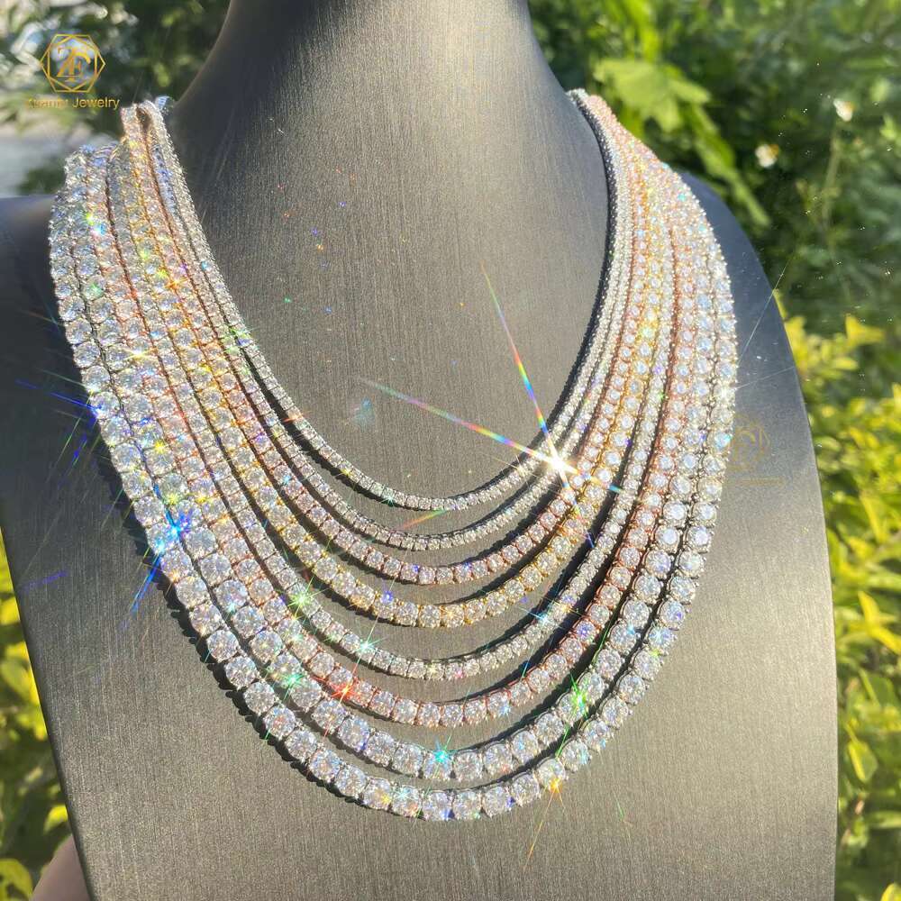RTS Hot Selling Pass Diamond Tester 925 Silver 2mm 3mm 4mm 5mm 6.5mm Iced Out Hip Hop VVS Moissanite Diamond Tennis Link Chain