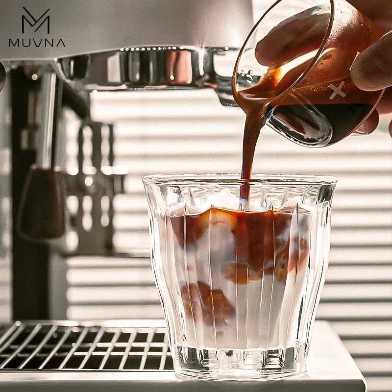 MUVNA Glass Coffee Cup 100ml 160ml 220ml 320ml Espresso Cups Coffee Accessories Anti-Scald Coffee Mugs Glass Transparent Gray Y251125