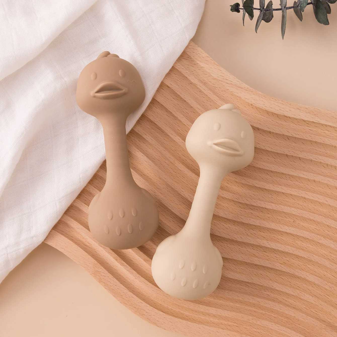 1PCS BPA Free Silicone Baby Teether Rattle Chew Toy Duck Shape Infant Teething Toys Newborn Safe Sensory Learning Accessories G251125