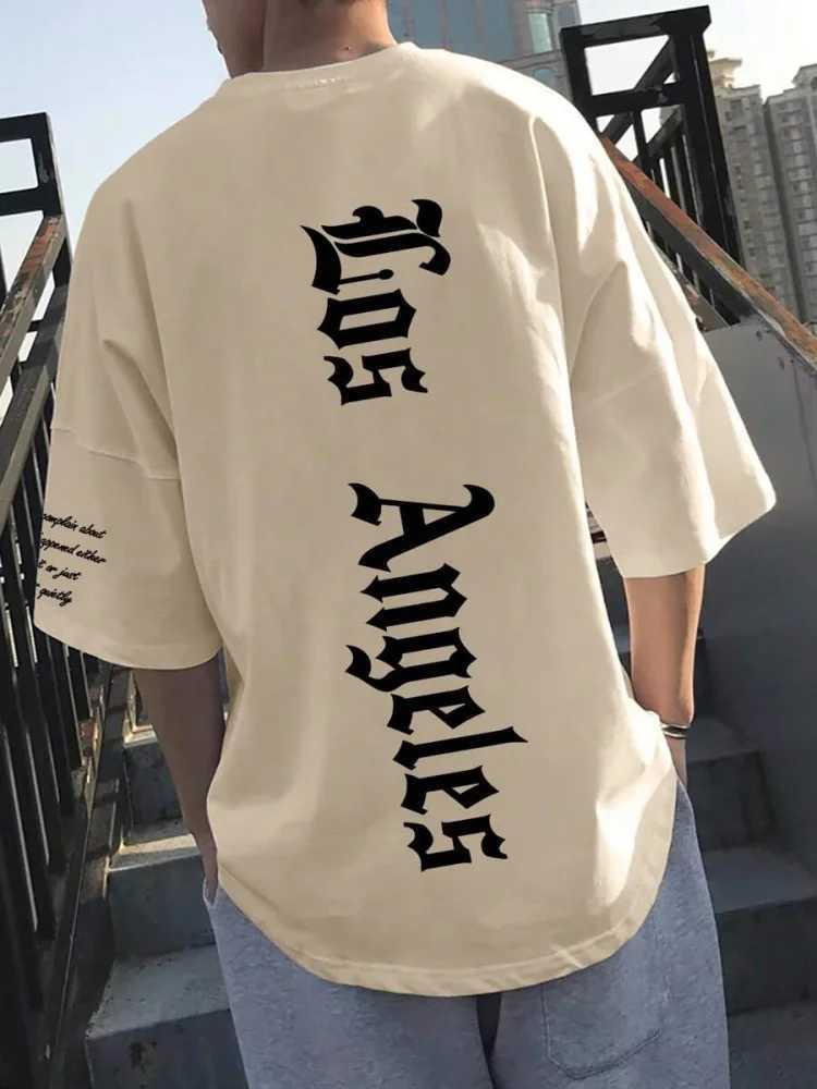Los Angeles letter printed mens T-shirt summer casual mens short sleeved top outdoor sports mens fashion T-shirt W250425