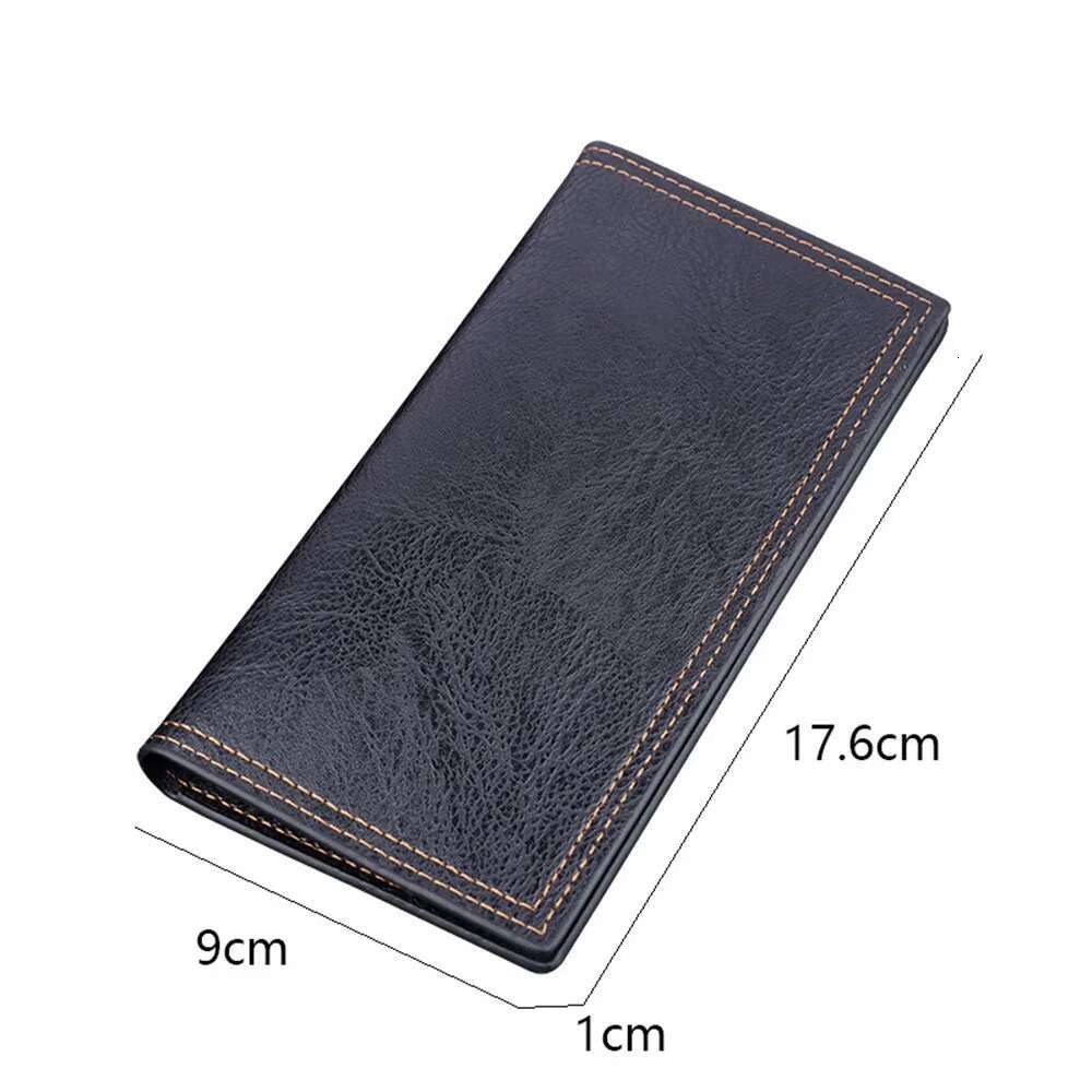Classic Men's Wallet Oil Wax Leather Long Wallets Gift Vintage Simple Storage Money Clip ID Bag Card Holder New