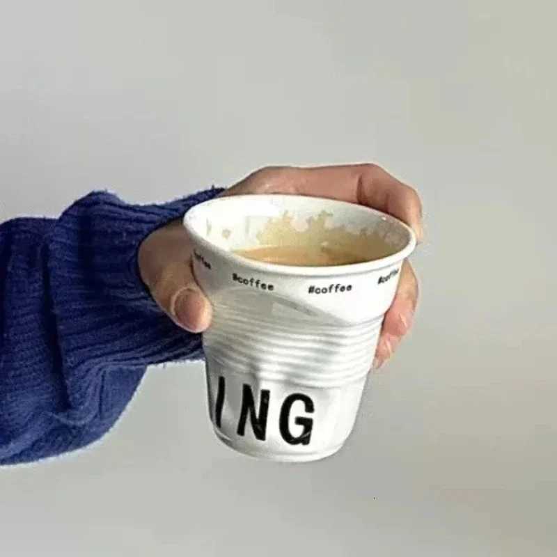 Ins Style Irregular Ceramic Mug Hand-pinch Coffee Cup Mugs Funny Glass Drinking Glasses Kawaii Cup Dessert Plate Mugs Coffee Cup Y251125