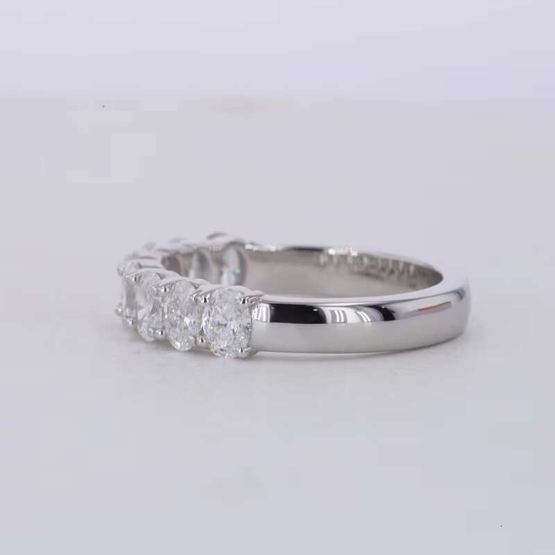 DEF VS 3*5mm Oval Cut Lab Diamonds 14k White Gold Half Eternity Diamond Jewelry Rings