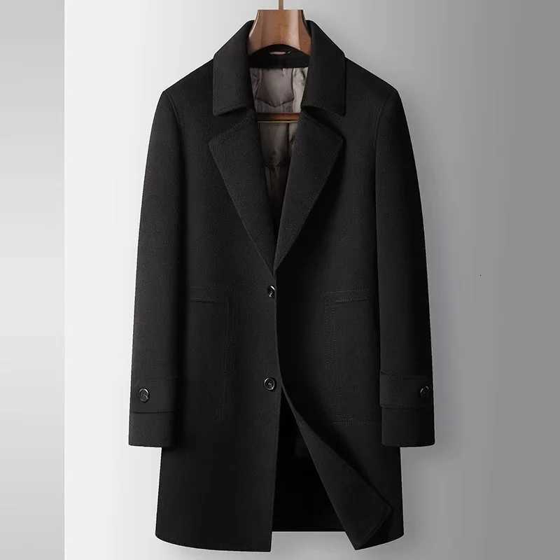 2025 Autumn/Winter New Mens Wool Coat with Detachable Collar Goose Down Inner Tank Thickened Warm Windcoat DesignT251125
