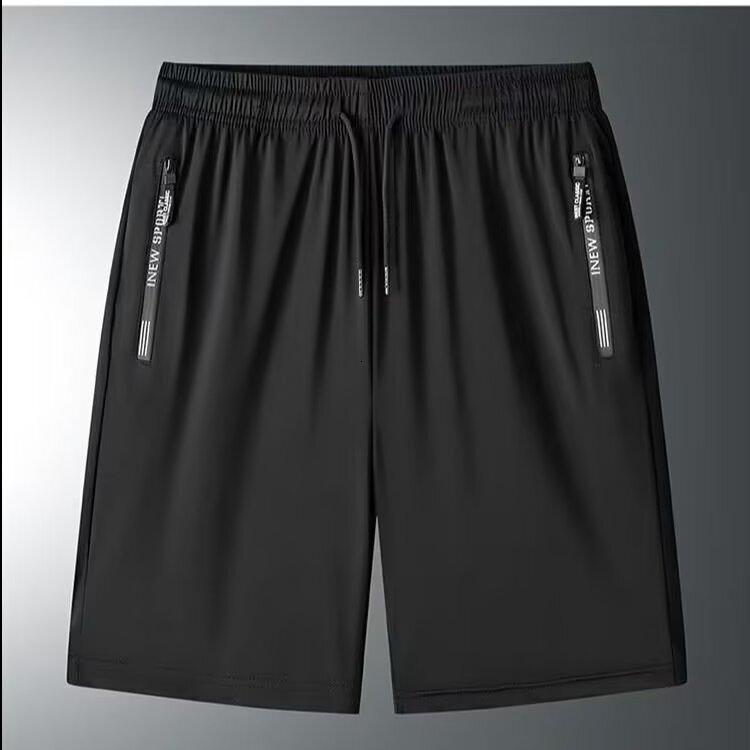 Sports men's summer thin cropped straight leg loose large shorts, running and fitness pants, speed dry ice silk pants