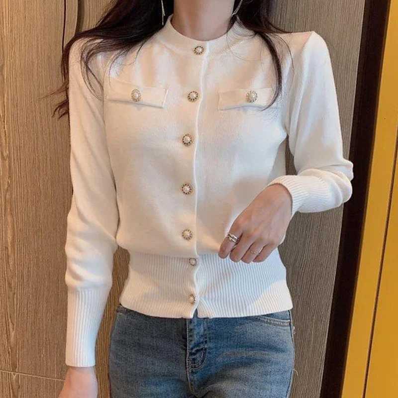Fashion Women Cardigans Korea Autumn Long Sleeve Sweater Knitted Coat Short Casual Single Breasted Korean Slim Chic Ladies TopsT251125